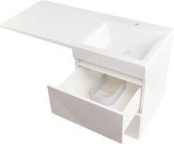 Style Line Тумба с раковиной подвесная Даллас 110 L Люкс, белая PLUS эмаль – фотография-4